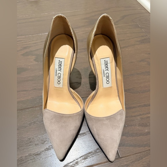 Jimmy Choo Suede Gold Pumps Heels